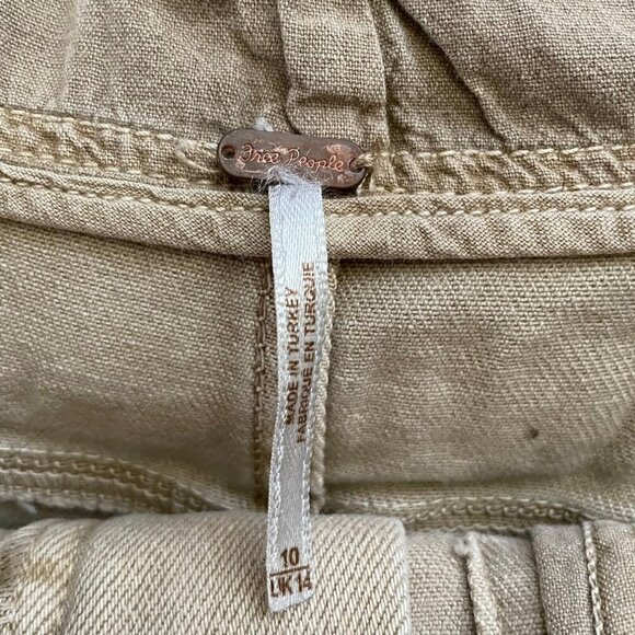 Free People Womens Corsette Denim Mini Skirt Sz 10 Tan Buckle Back Cut Off Boho - Picture 8 of 8